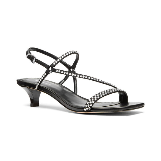 Michael Michael Kors Women's Selina Square Toe Sandals - Black/ Crystals