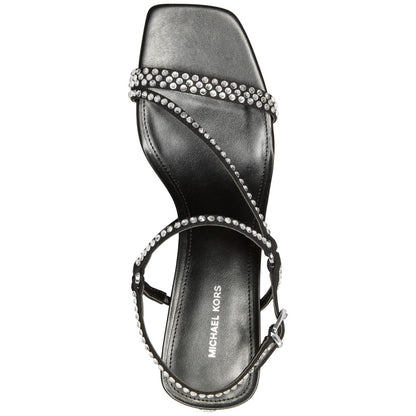 Michael Michael Kors Women's Selina Square Toe Sandals - Black/ Crystals