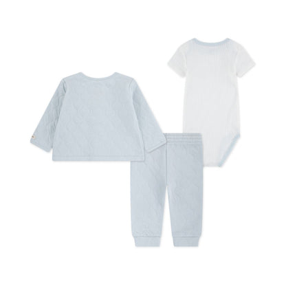 Huggies Baby Boy Short Sleeve Bodysuit, Cardigan and Pant, 3-Piece Set
