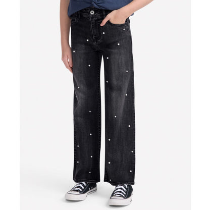 abercrombie kids Girls High-Rise Embellished Wide Leg Jeans