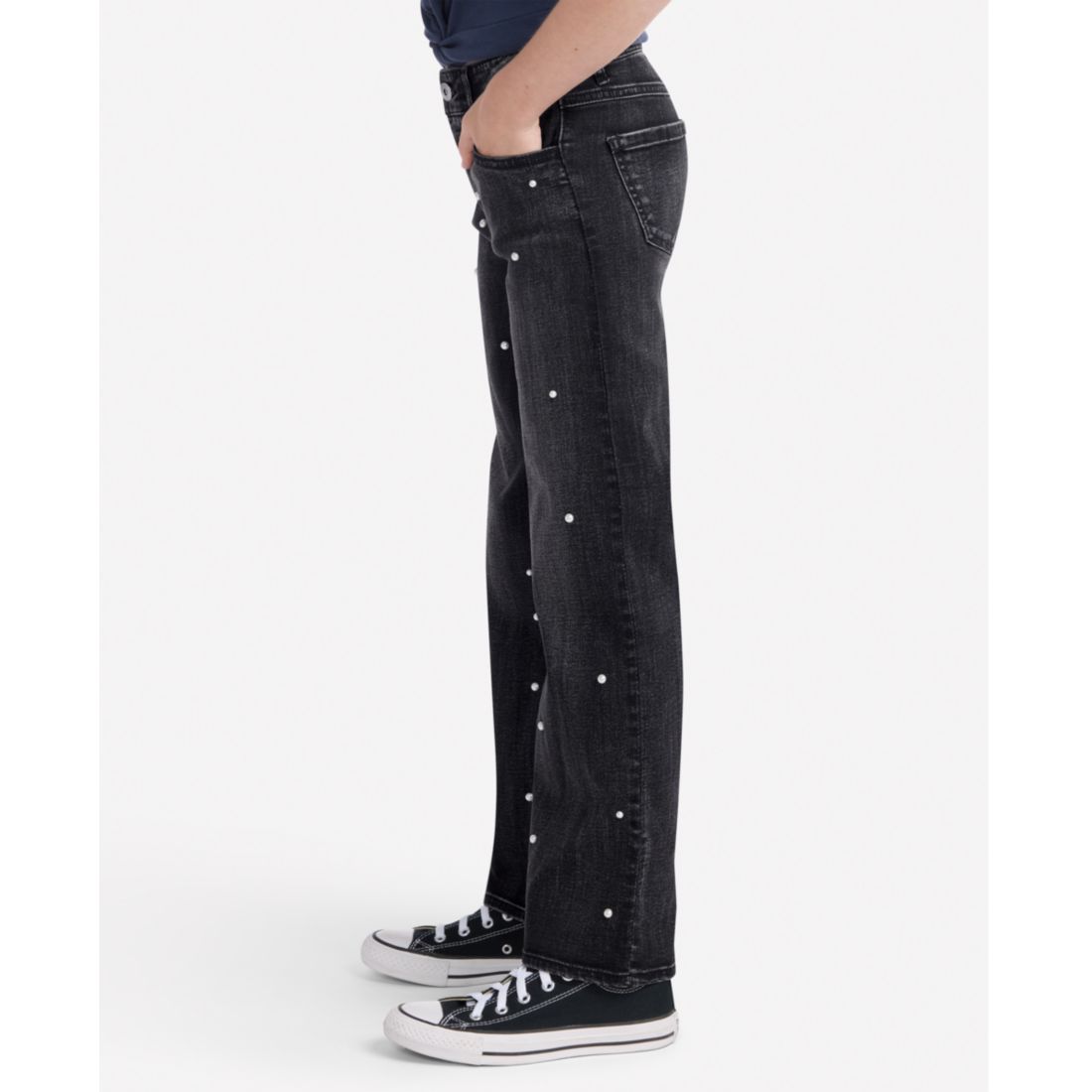 abercrombie kids Girls High-Rise Embellished Wide Leg Jeans