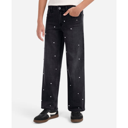 abercrombie kids Girls High-Rise Embellished Wide Leg Jeans