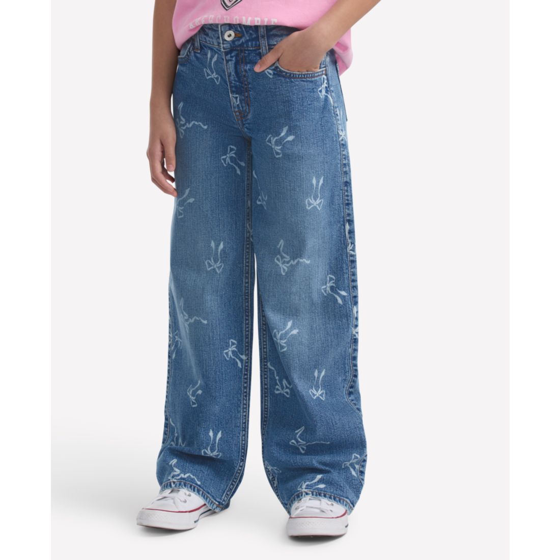 abercrombie kids Girls High Rise Discharge Wide Leg Jeans