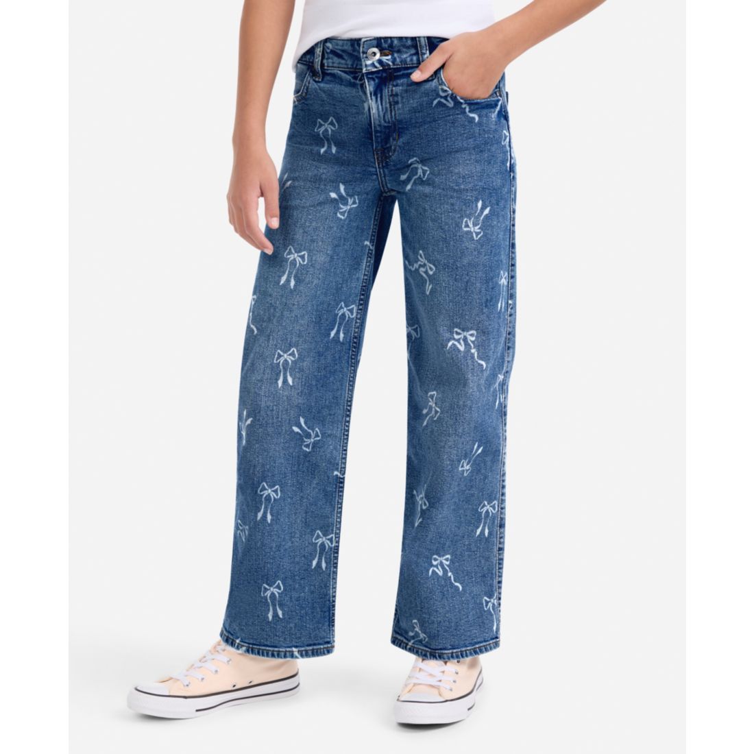 abercrombie kids Girls High Rise Discharge Wide Leg Jeans