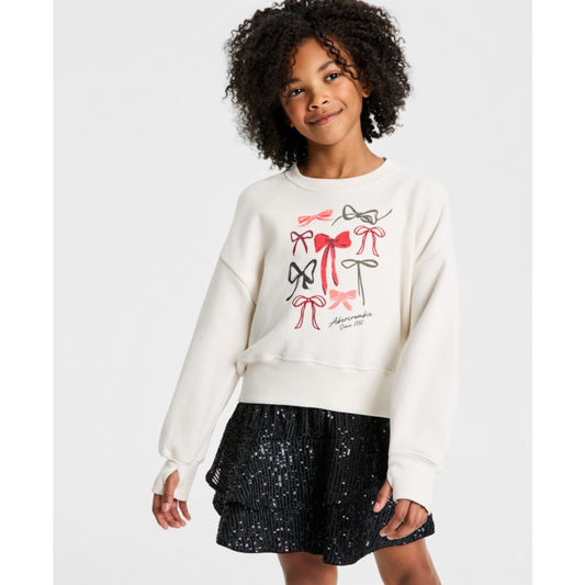 abercrombie kids Girls Bows Logo Crew Sweatshirt