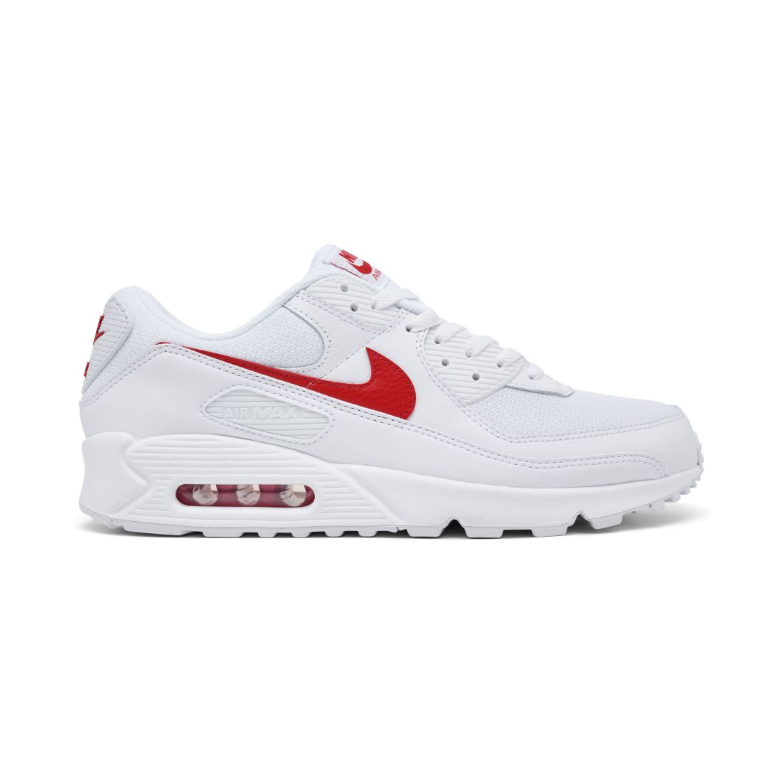 Nike Men's Air Max 90 Casual Sneakers from Finish Line - White, University Red