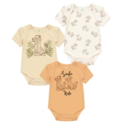 Disney Baby Boys 3-Pack Lion King Short Sleeve Bodysuits