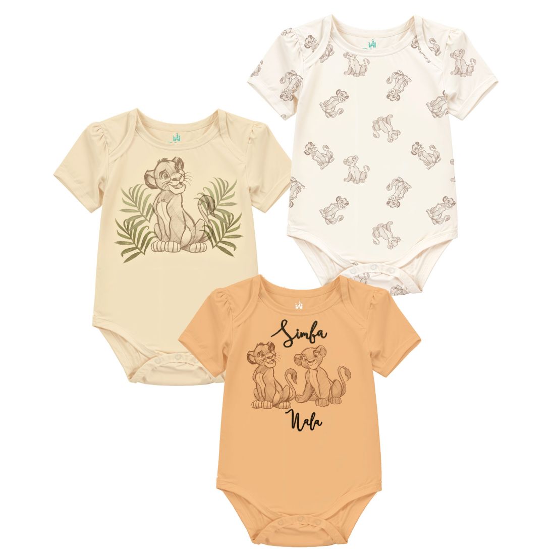 Disney Baby Boys 3-Pack Lion King Short Sleeve Bodysuits
