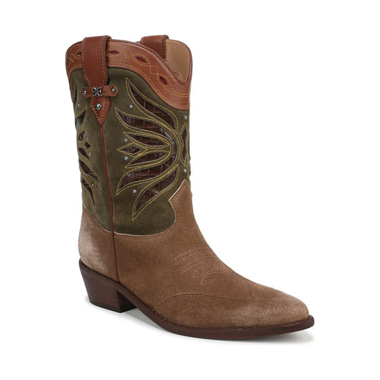 Sam Edelman Women's Rylin Slip On Western Boots - Light Terra Toffee, Olive Branch