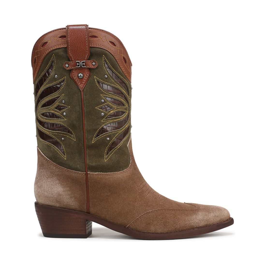 Sam Edelman Women's Rylin Slip On Western Boots - Light Terra Toffee, Olive Branch