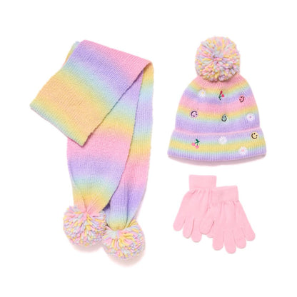 InMocean Big Girls 3-Piece Hat, Gloves, and Scarf Set