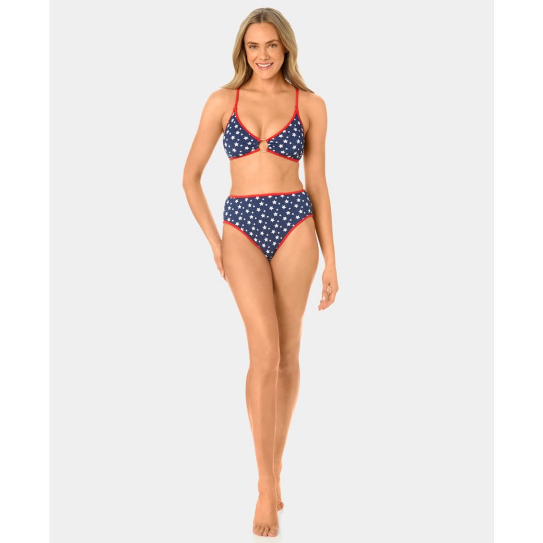 California Waves Women's Starstruck Mini Rib Ring Swim Bikini Top