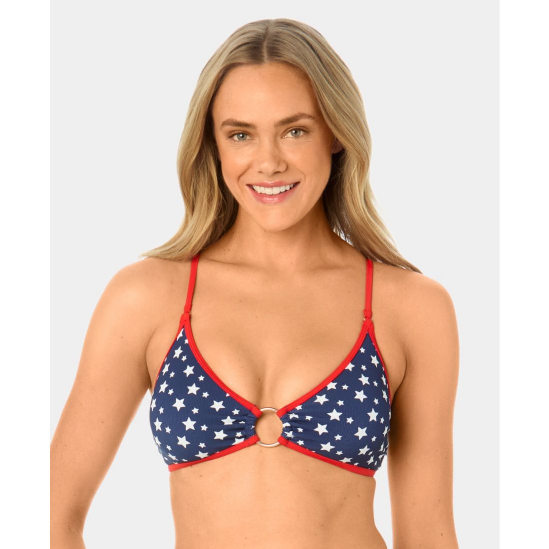 California Waves Women's Starstruck Mini Rib Ring Swim Bikini Top