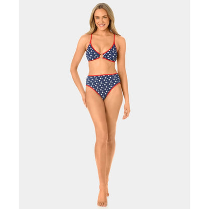 California Waves Women's Starstruck Mini Rib Ring Swim Bikini Top