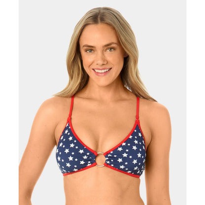 California Waves Women's Starstruck Mini Rib Ring Swim Bikini Top