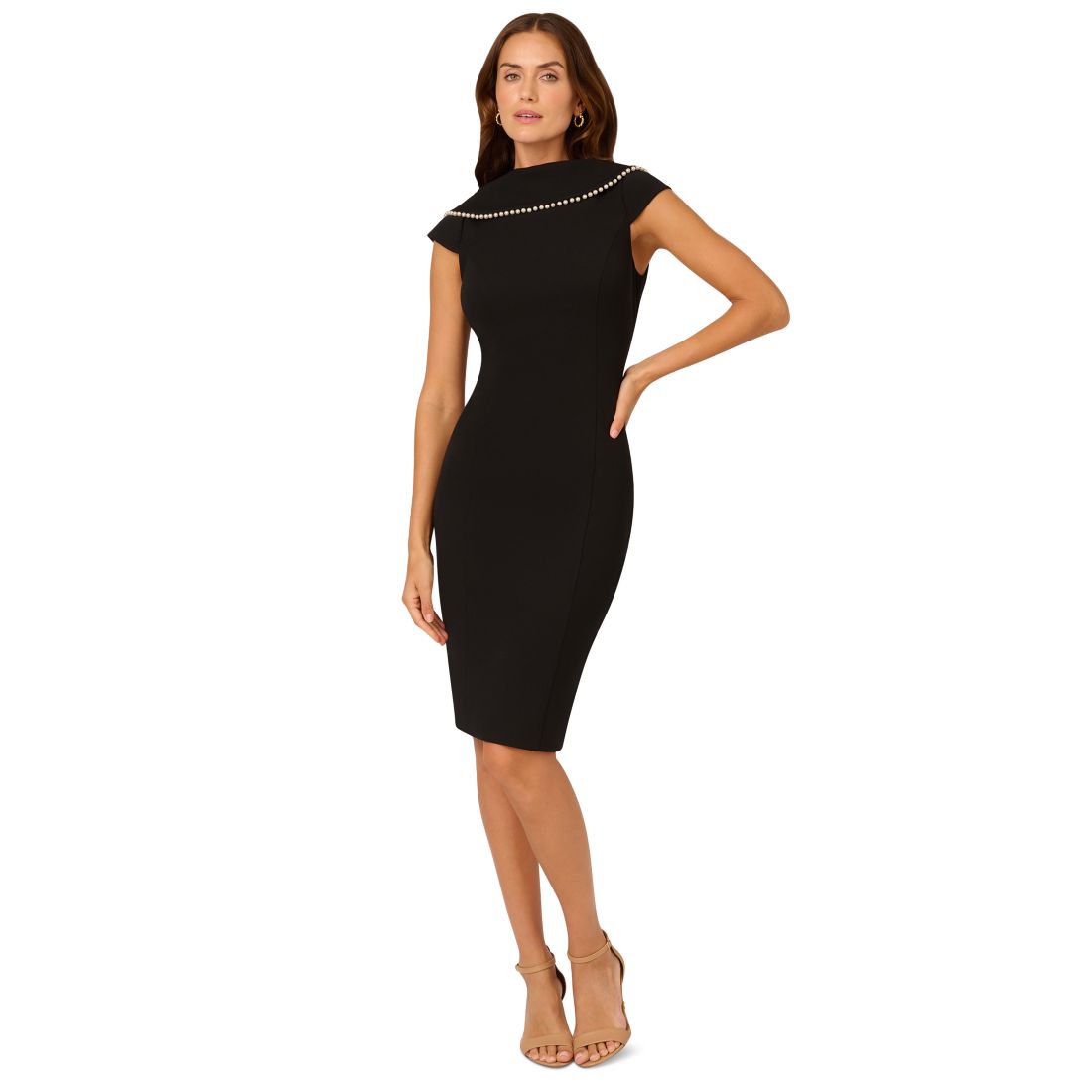 Adrianna Papell Women's Folded-Neck V-Back Sheath Dress