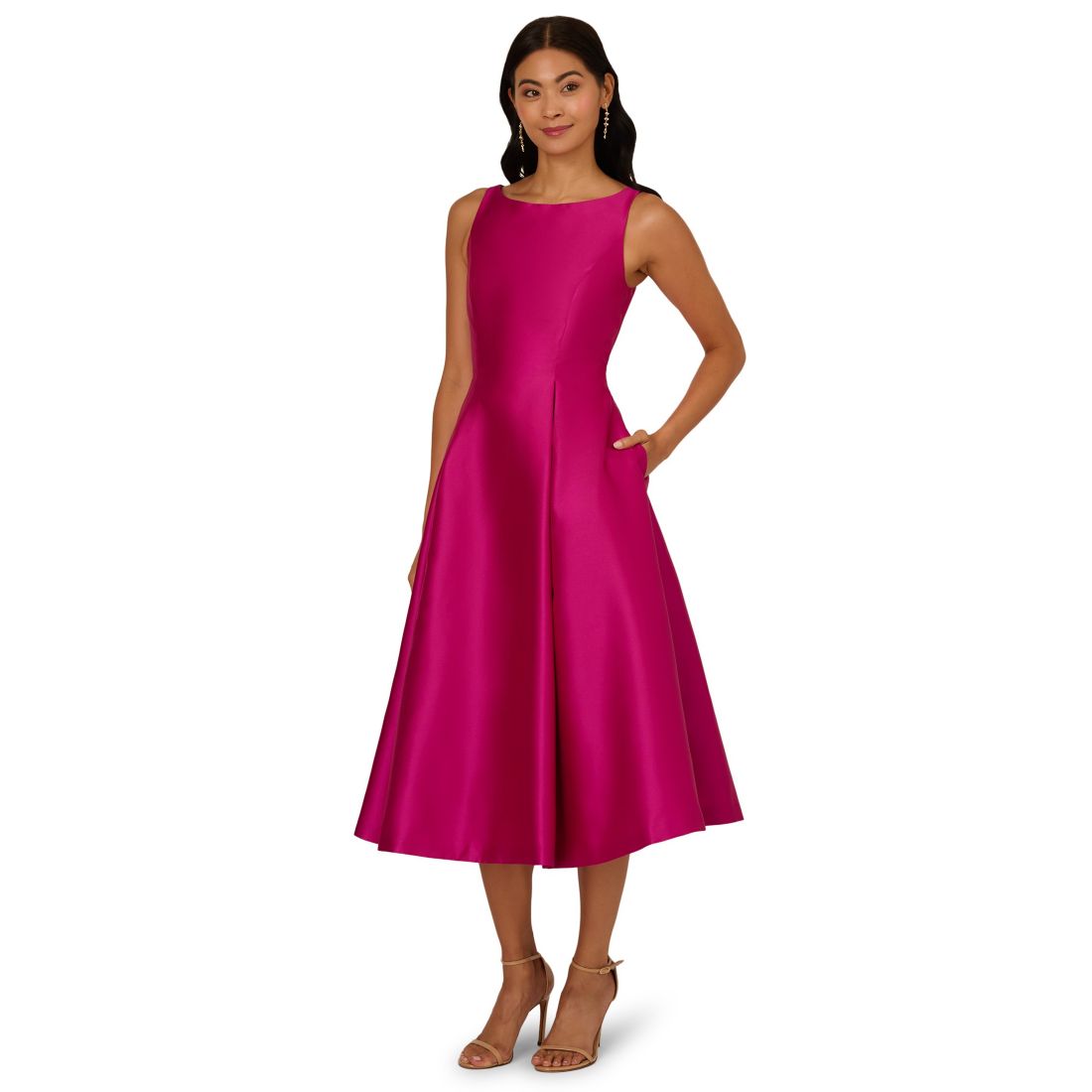 Adrianna Papell Boat-Neck A-Line Dress