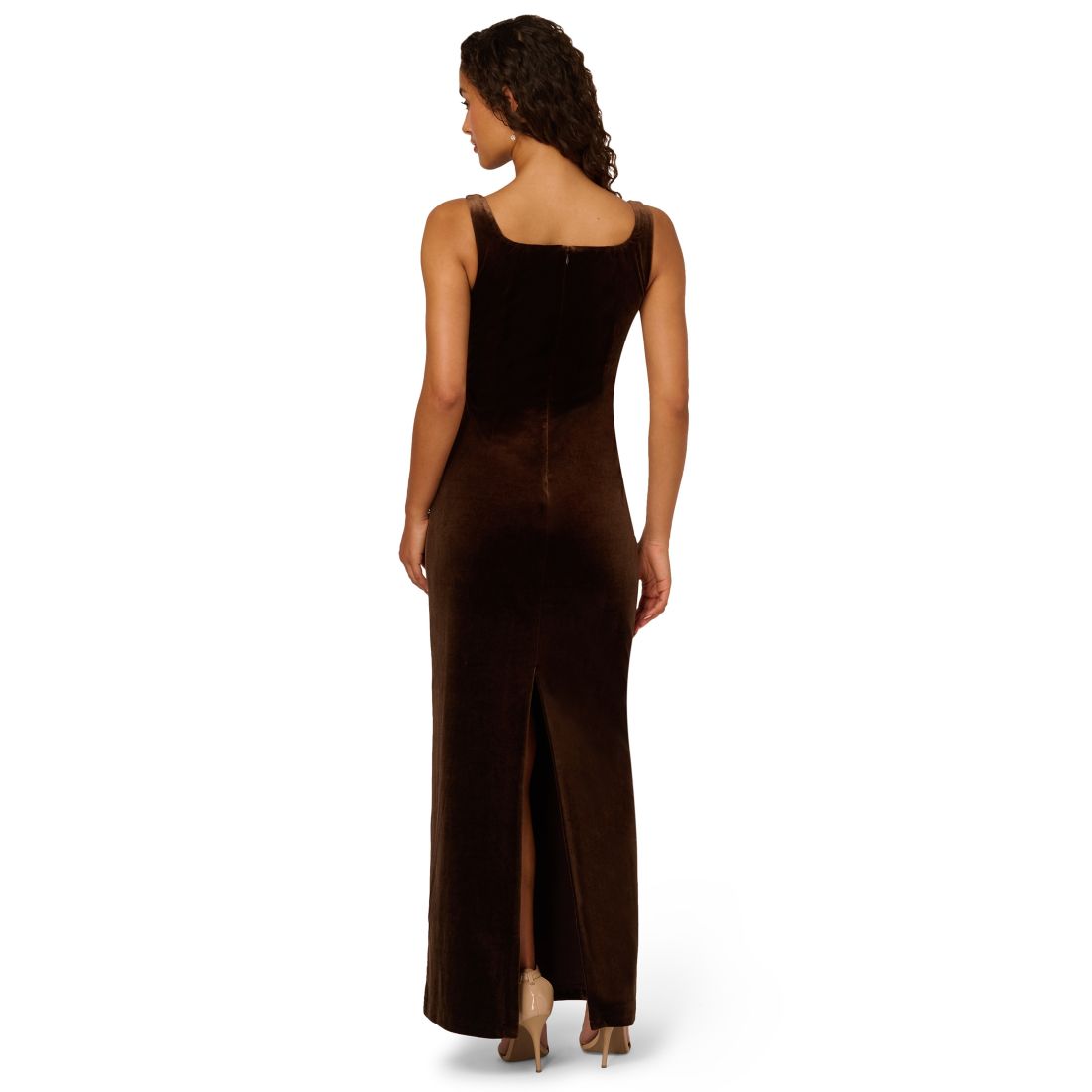 Adrianna Papell Women's Velvet Beaded Long Dress