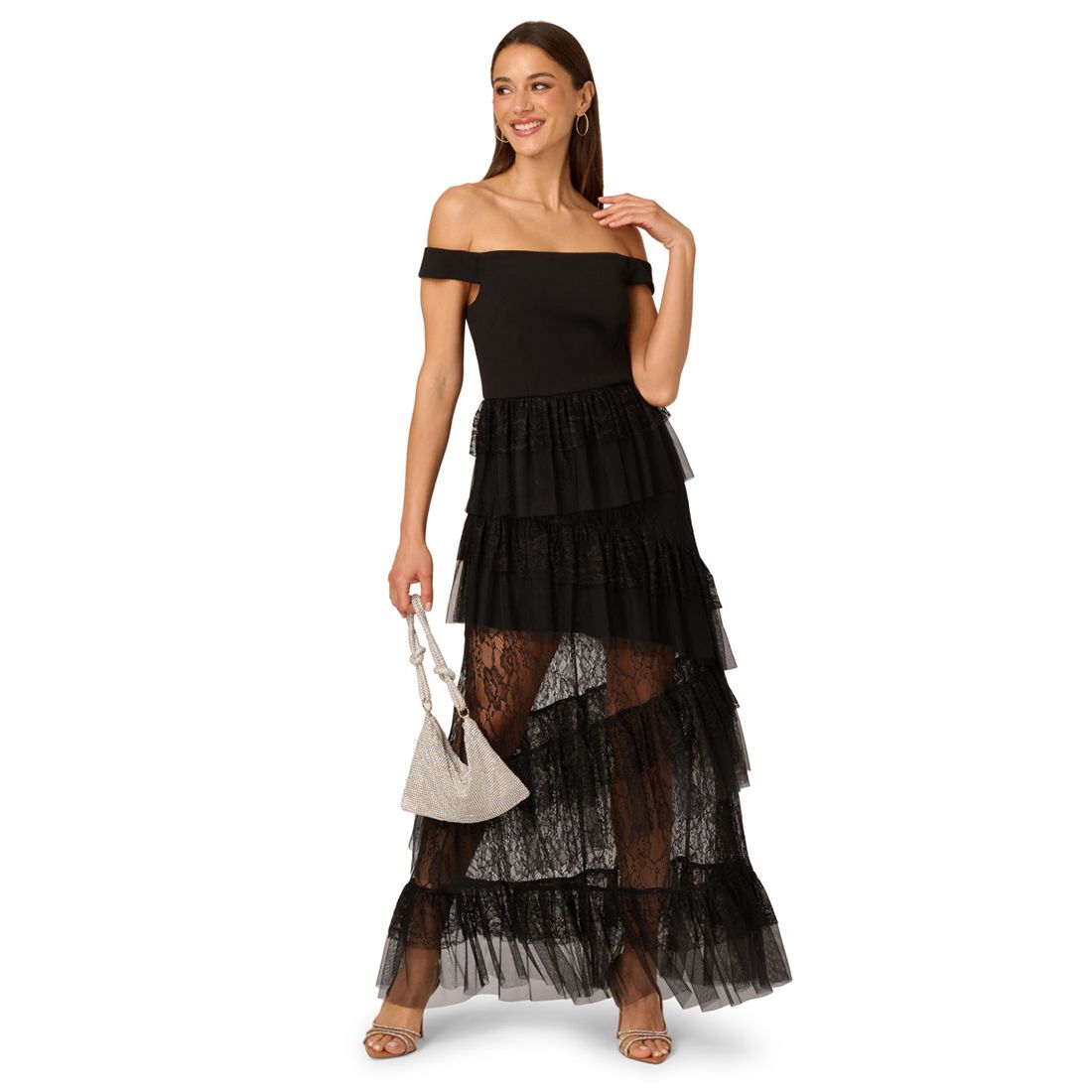Adrianna Women's Off-The-Shoulder Layered Lace Gown