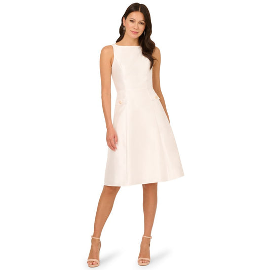 Adrianna Papell Women's Sleeveless Button Mikado Dress