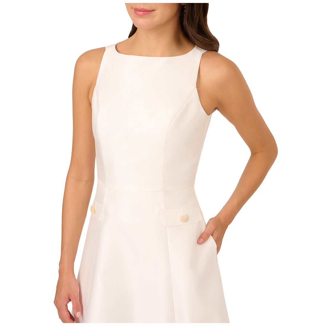 Adrianna Papell Women's Sleeveless Button Mikado Dress