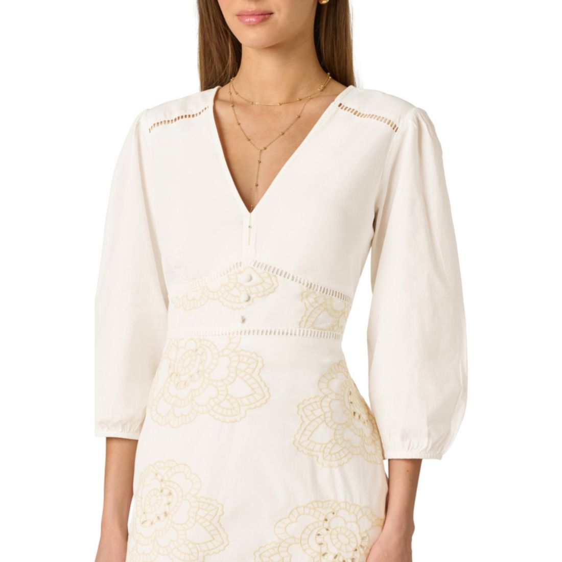 Adrianna Women's Embroidered V-Neck Mini Dress