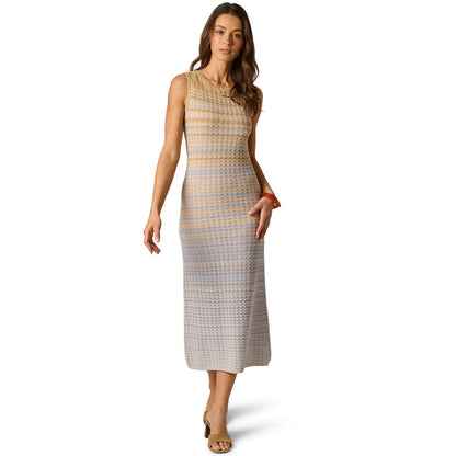 Adrianna Women's Metallic Ombre Sweater Crew Neck Knit Dress