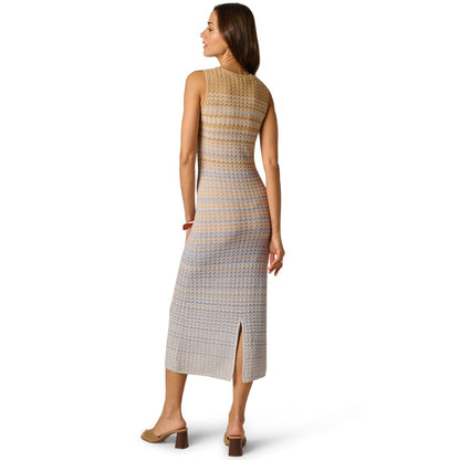 Adrianna Women's Metallic Ombre Sweater Crew Neck Knit Dress