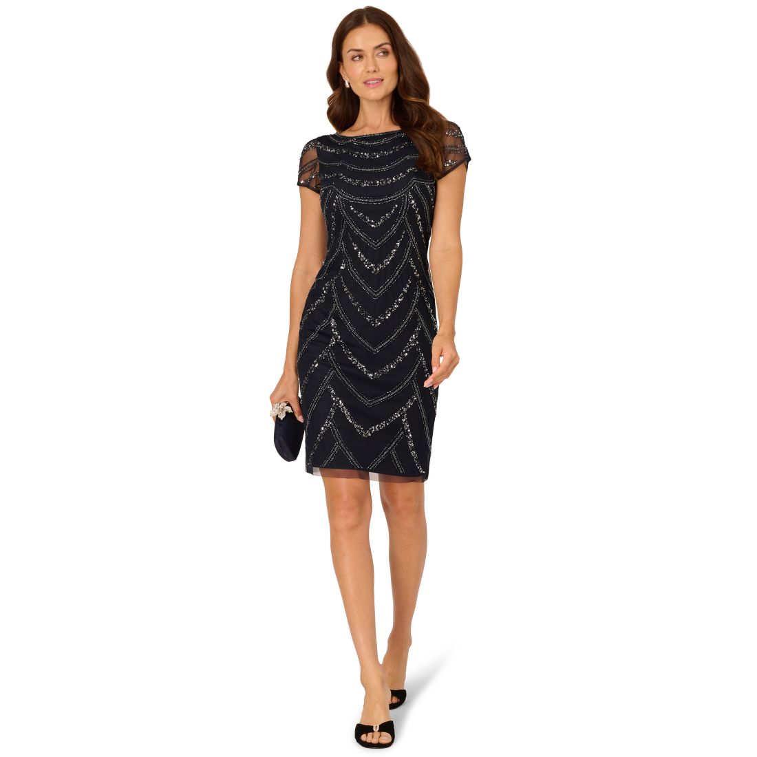 Adrianna Papell Women's Beaded Cap-Sleeve Sheath Dress