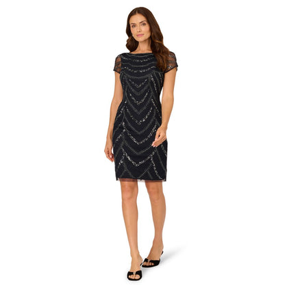 Adrianna Papell Women's Beaded Cap-Sleeve Sheath Dress