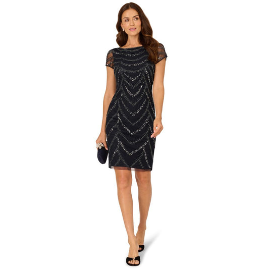 Adrianna Papell Women's Beaded Cap-Sleeve Sheath Dress