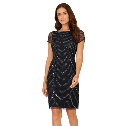Adrianna Papell Women's Beaded Cap-Sleeve Sheath Dress