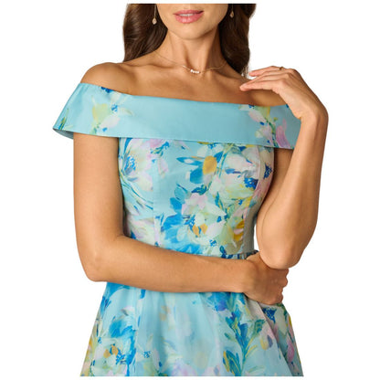 Adrianna Papell Women's Floral Organza Off-The-Shoulder High Low Dress