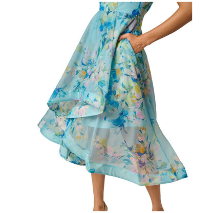 Adrianna Papell Women's Floral Organza Off-The-Shoulder High Low Dress