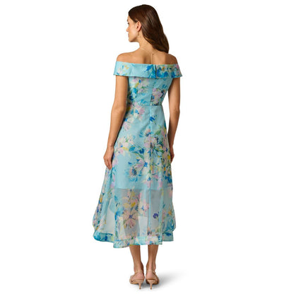 Adrianna Papell Women's Floral Organza Off-The-Shoulder High Low Dress