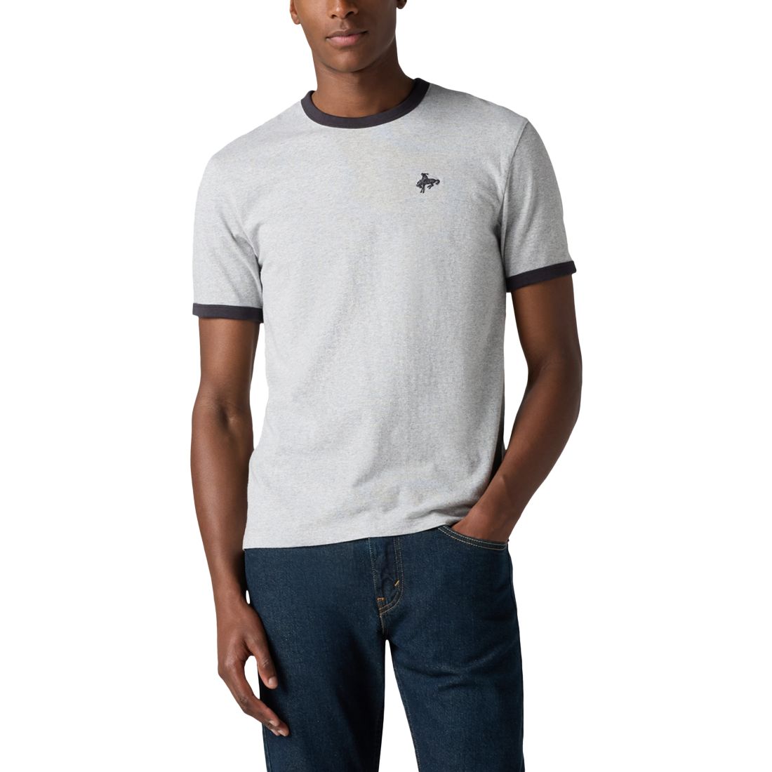 Levi's Men's Classic Fit Short Sleeve Retro Embroidered Ringer Crewneck T-Shirt