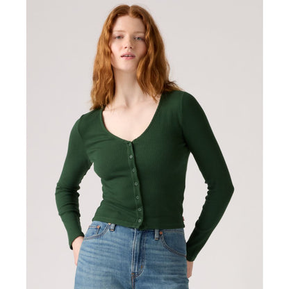 Levi's Women's Muse Ribbed Long-Sleeve Button-Up Top