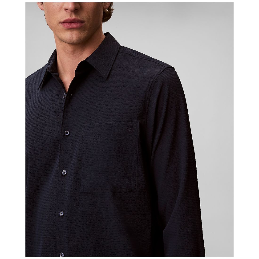 Calvin Klein Men's Collared Neck Long-Sleeve Shirt