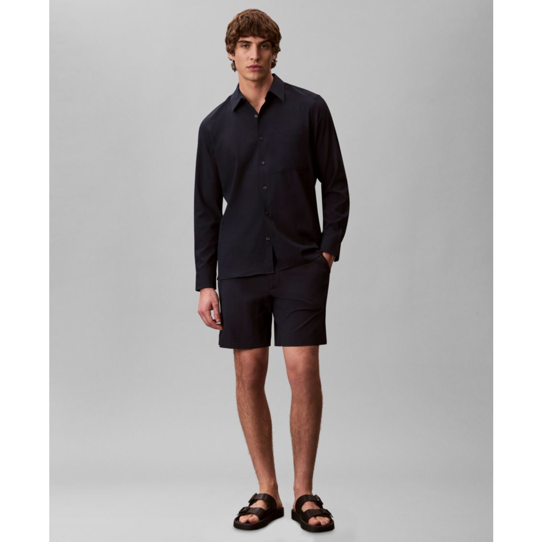 Calvin Klein Men's Collared Neck Long-Sleeve Shirt