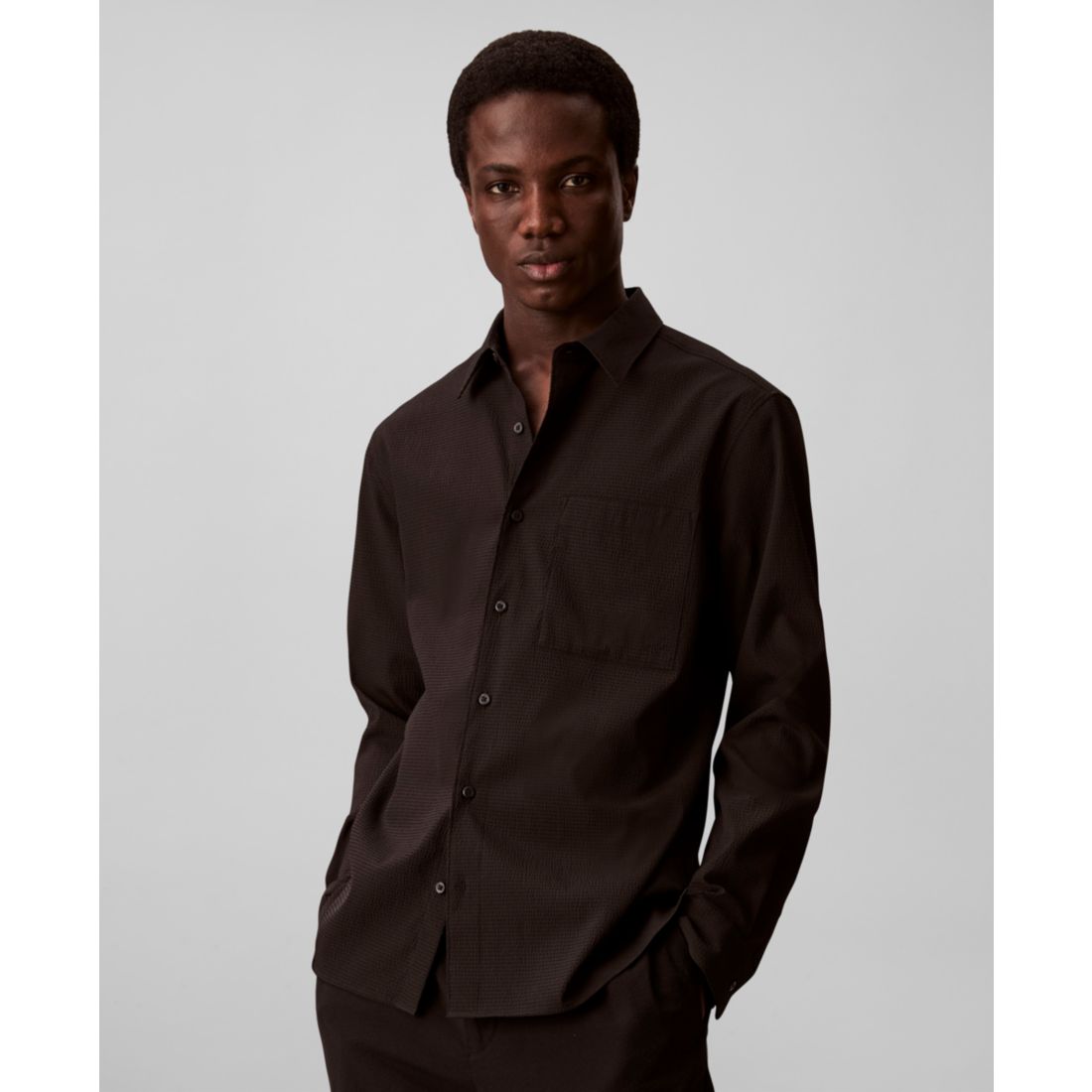 Calvin Klein Men's Collared Neck Long-Sleeve Shirt