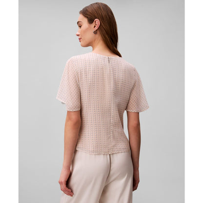 Calvin Klein Women's Printed Flutter-Sleeve Crewneck Top