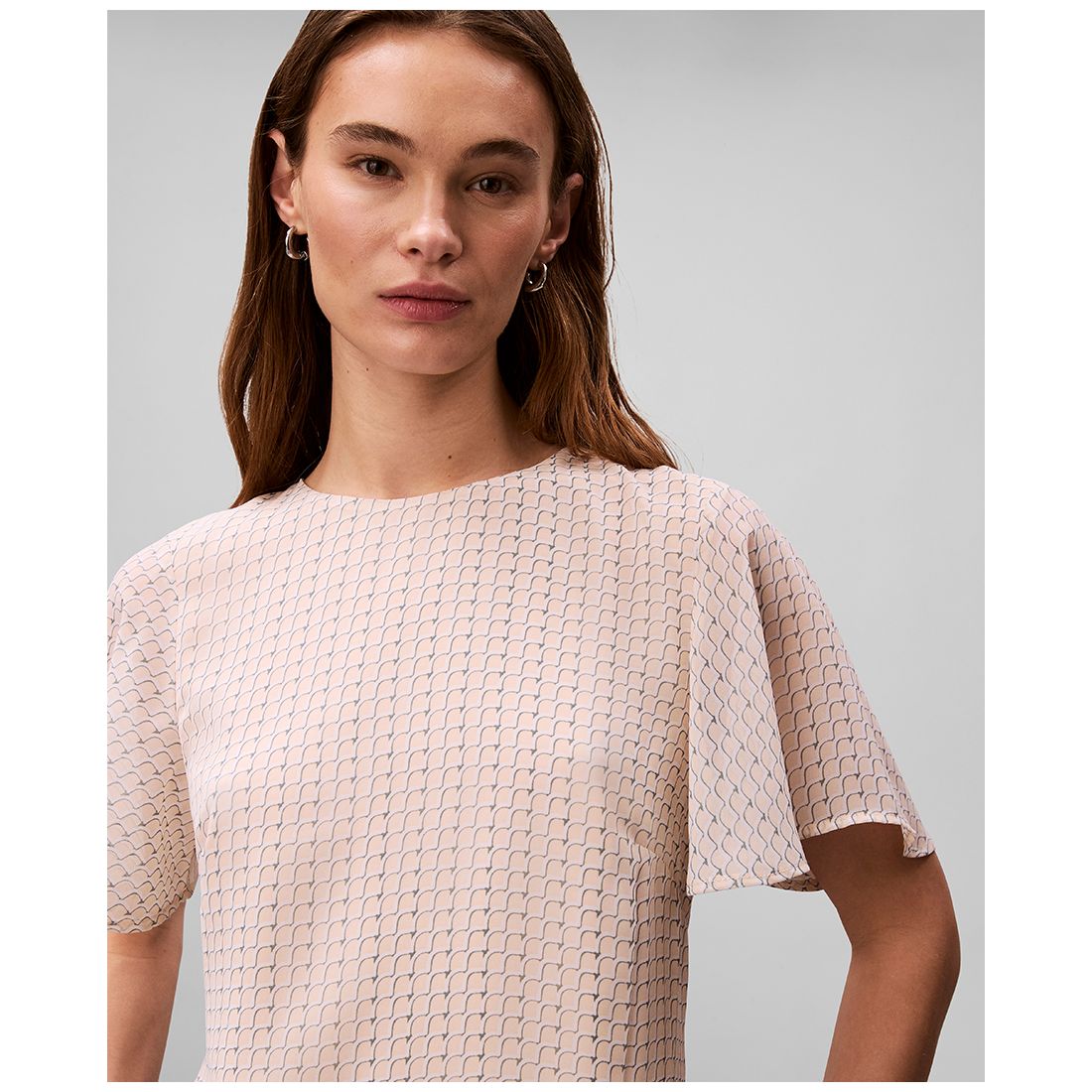 Calvin Klein Women's Printed Flutter-Sleeve Crewneck Top