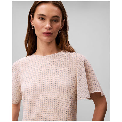 Calvin Klein Women's Printed Flutter-Sleeve Crewneck Top