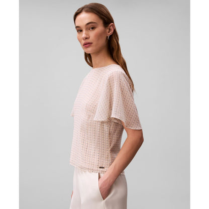 Calvin Klein Women's Printed Flutter-Sleeve Crewneck Top