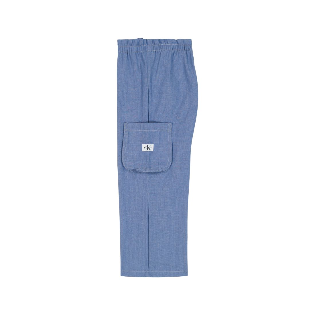 Calvin Klein Girls' 4-6X Square Neck T-Shirt and Wide Leg Denim Pants, 2-Piece Set