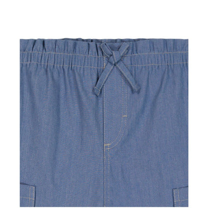 Calvin Klein Girls' 4-6X Square Neck T-Shirt and Wide Leg Denim Pants, 2-Piece Set