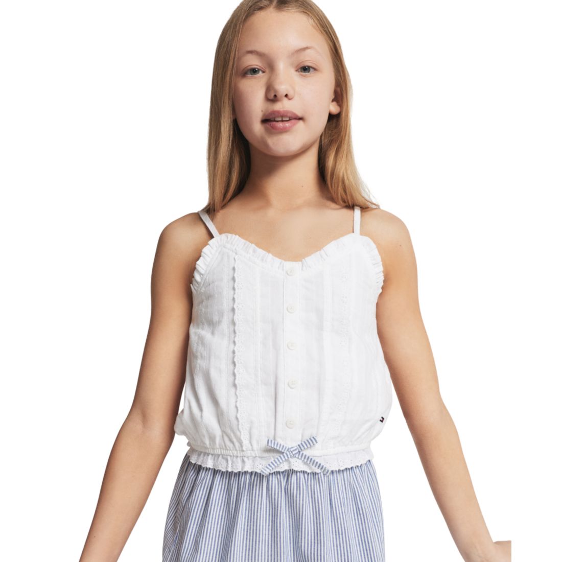 Tommy Hilfiger Girls' 7-16 Ruffle Trim Lace Cami Top