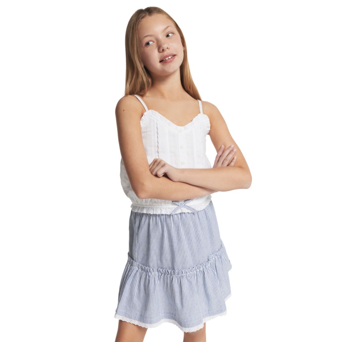 Tommy Hilfiger Girls' 7-16 Ruffle Trim Lace Cami Top
