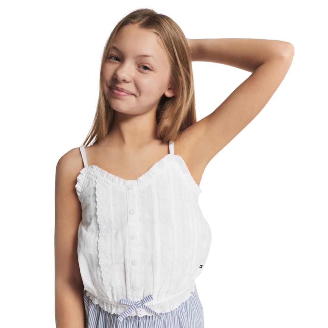 Tommy Hilfiger Girls' 7-16 Ruffle Trim Lace Cami Top