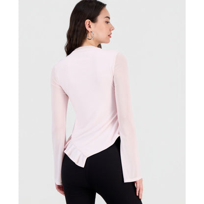 Bar Iii Women's Mock-Neck Asymmetrical Ruffled-Hem Top, Macy's Exclusive